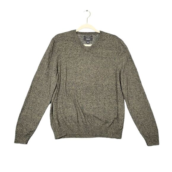 NORDSTROM Mens Shop Green Cashmere Blend V-Neck Long Sleeve Sweater SIZE LARGE - Picture 1 of 10